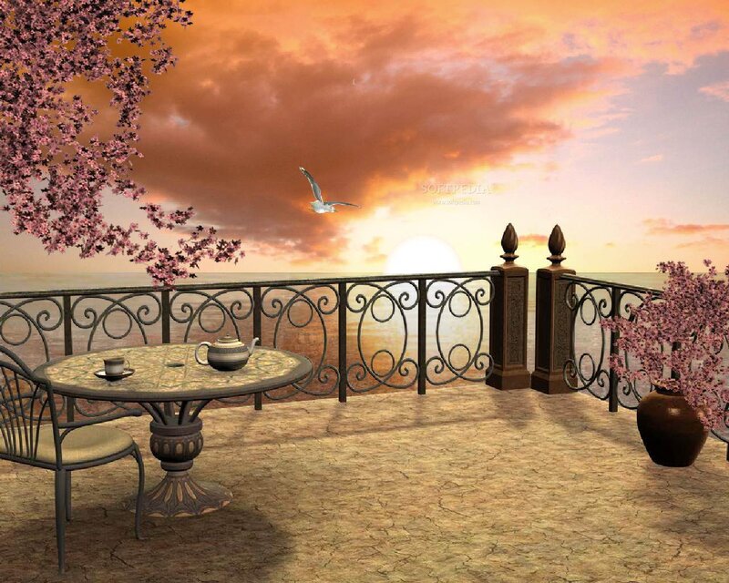 Tea Table on Balcony — Orange