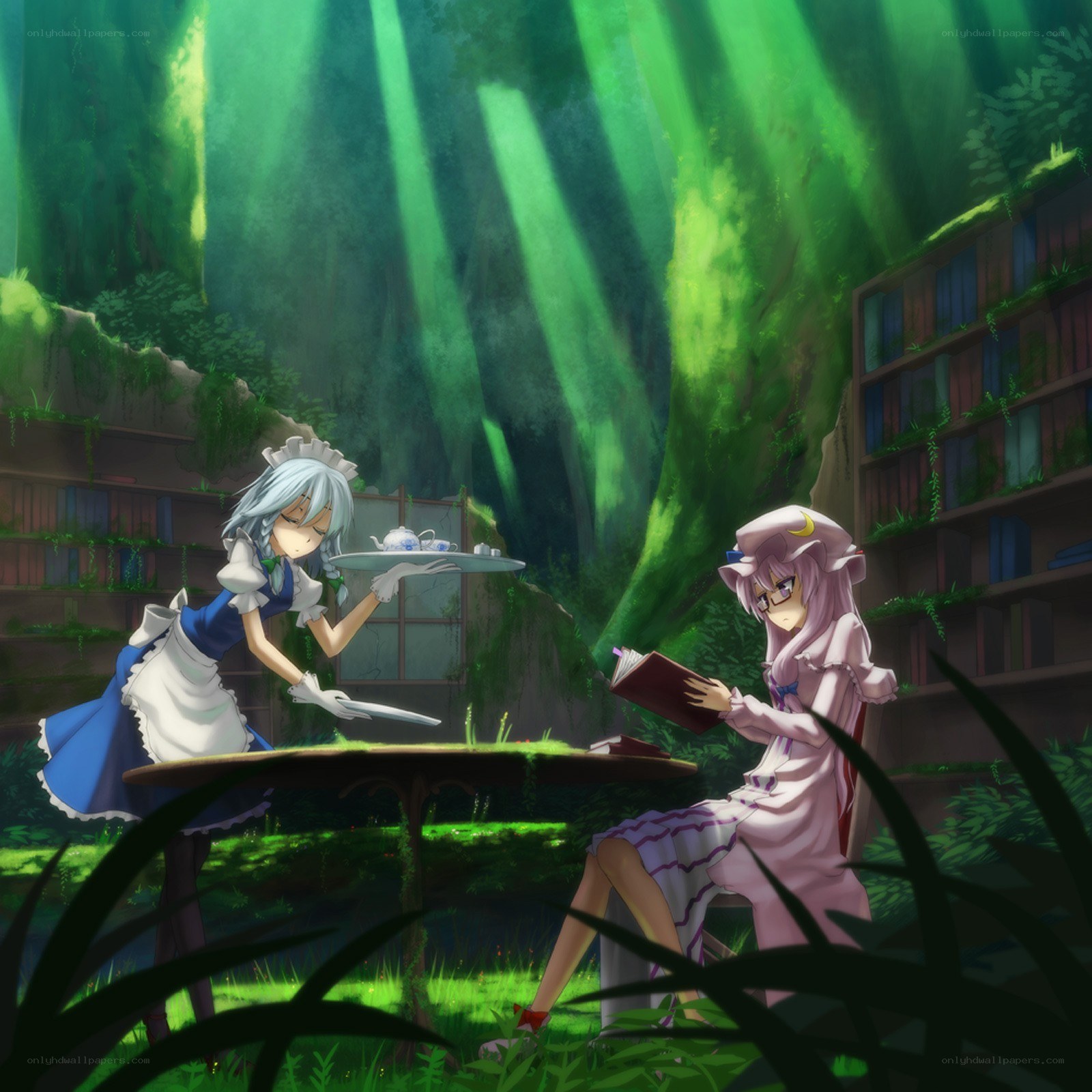 Tea time in a forest library