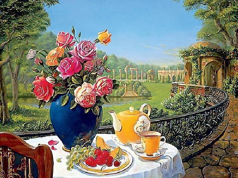 Tea time in a garden