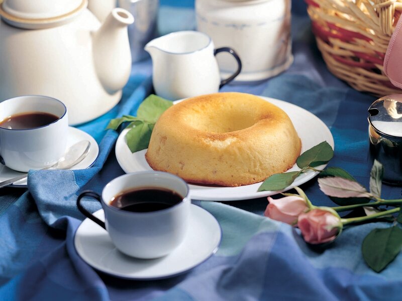 Tea time with cake and coffee