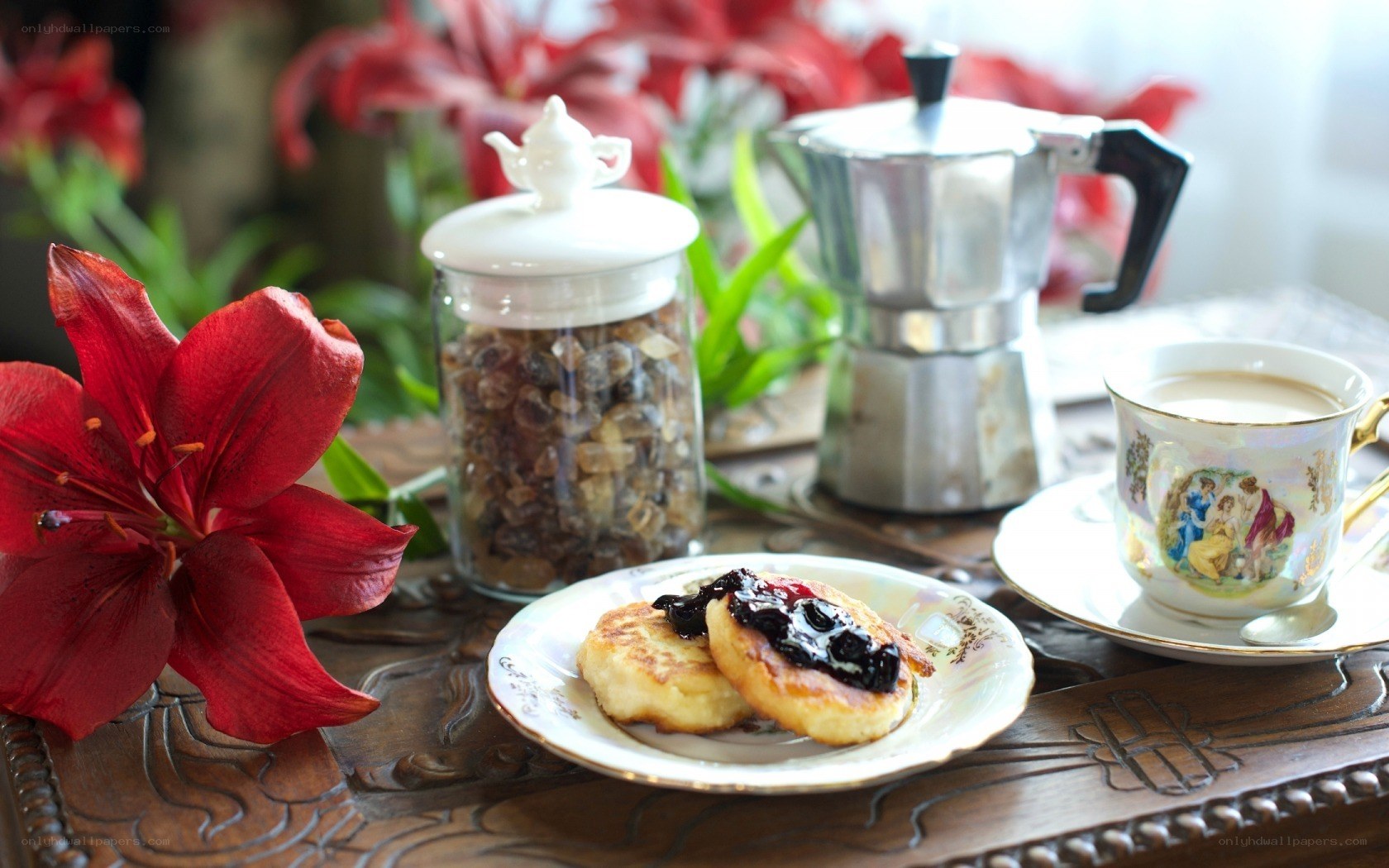 Tea time with pancakes
