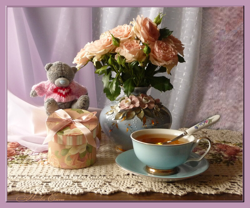 Tea time with teddy bear