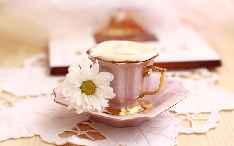 Tea with a daisy flower