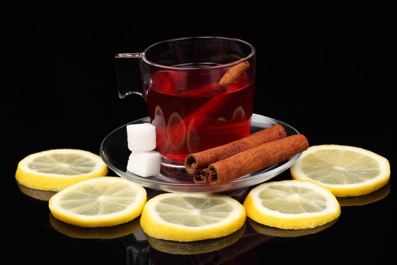 Tea with lemon and cinnamon