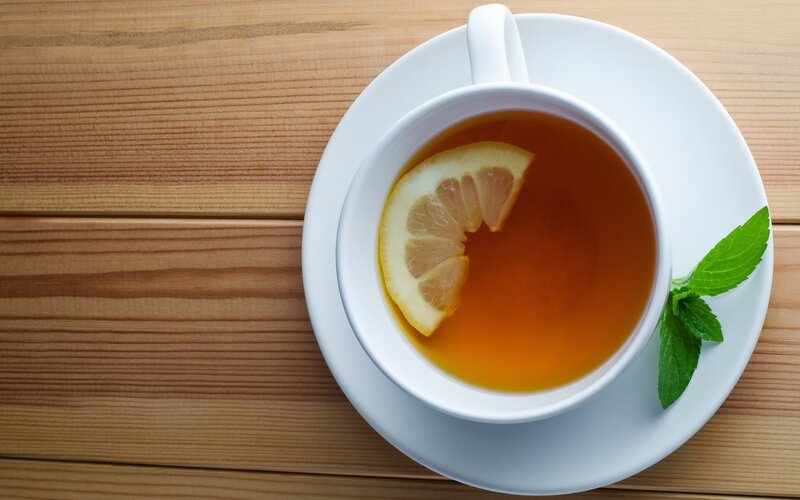 Tea with Lemon and Mint — Brown, Calm, Photograph