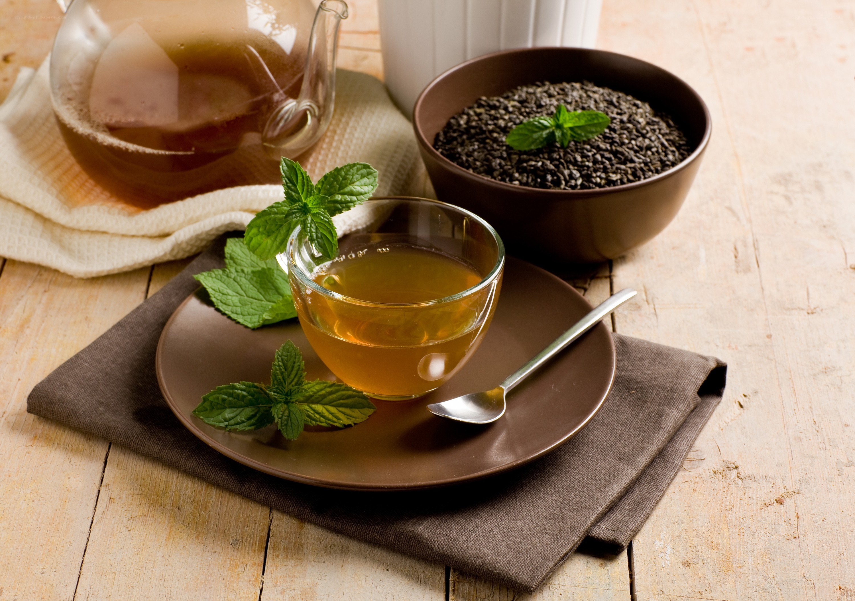 Tea with mint leaves