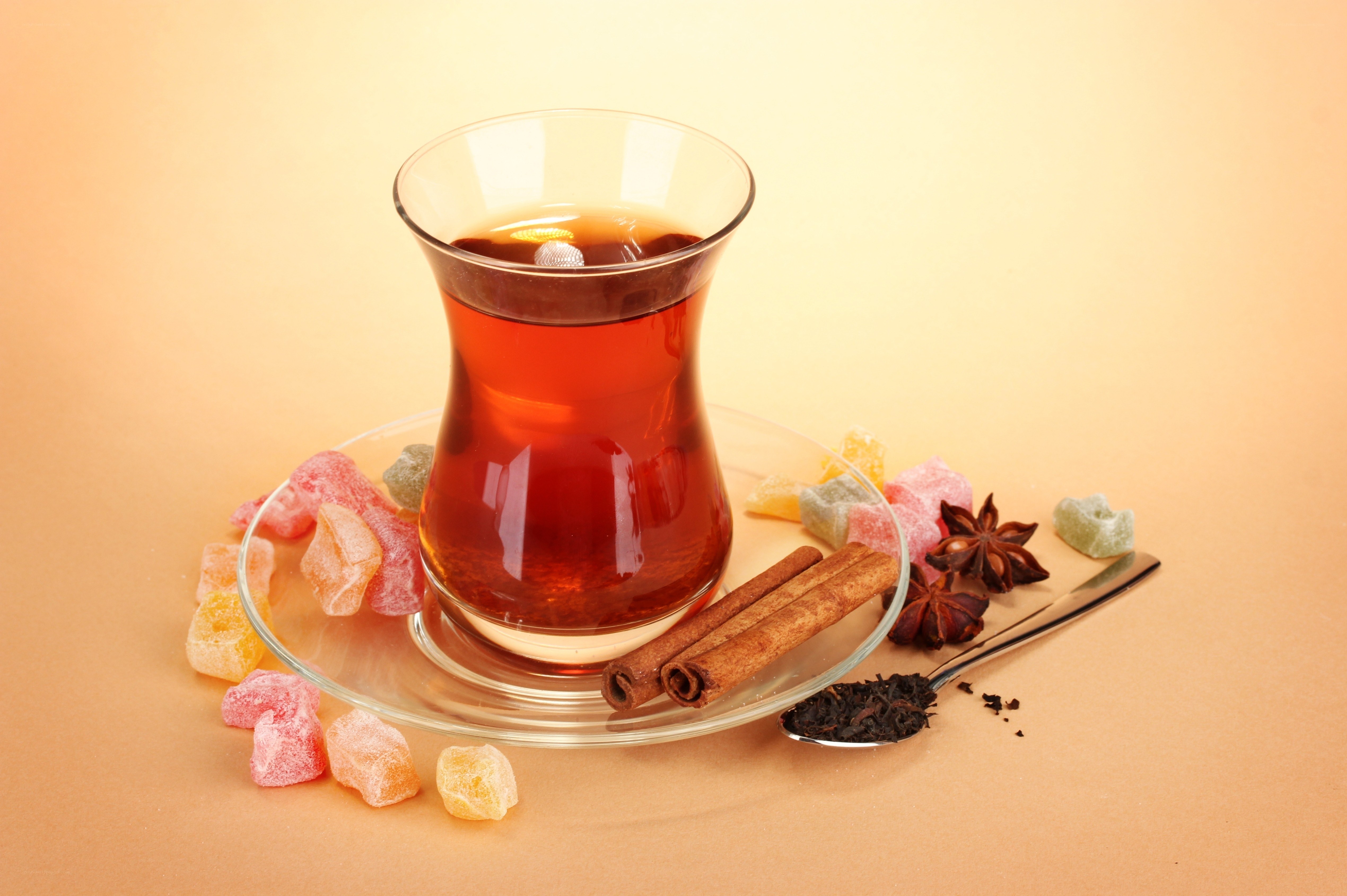 Tea with spices and candies