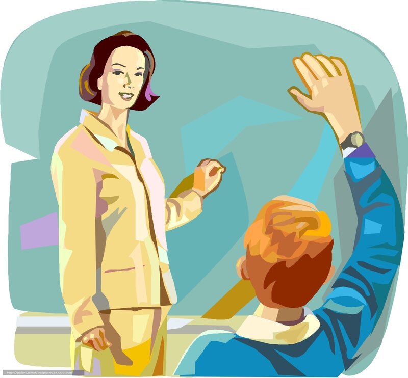Teacher and Student in Classroom — Blue