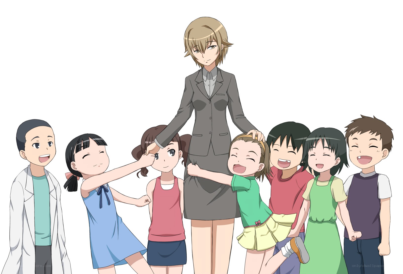 teacher with children group