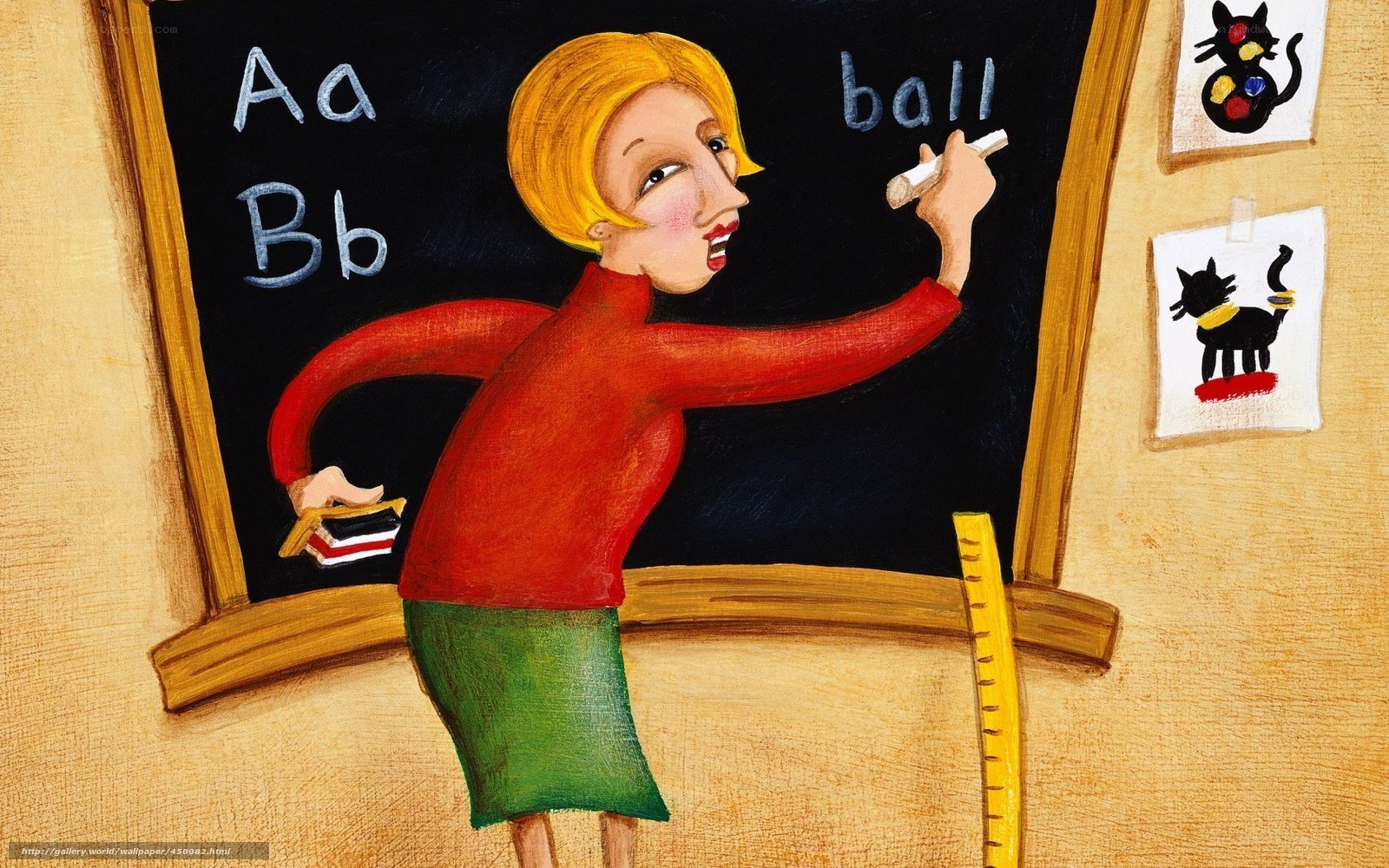 teacher writing on blackboard