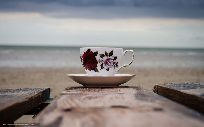 Teacup on a beach table