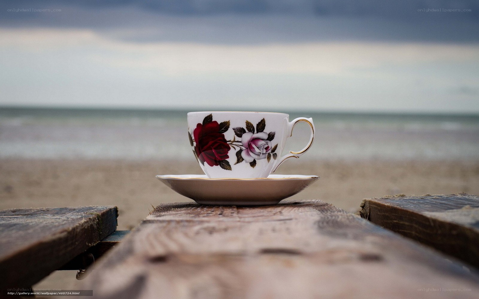 Teacup on a beach table