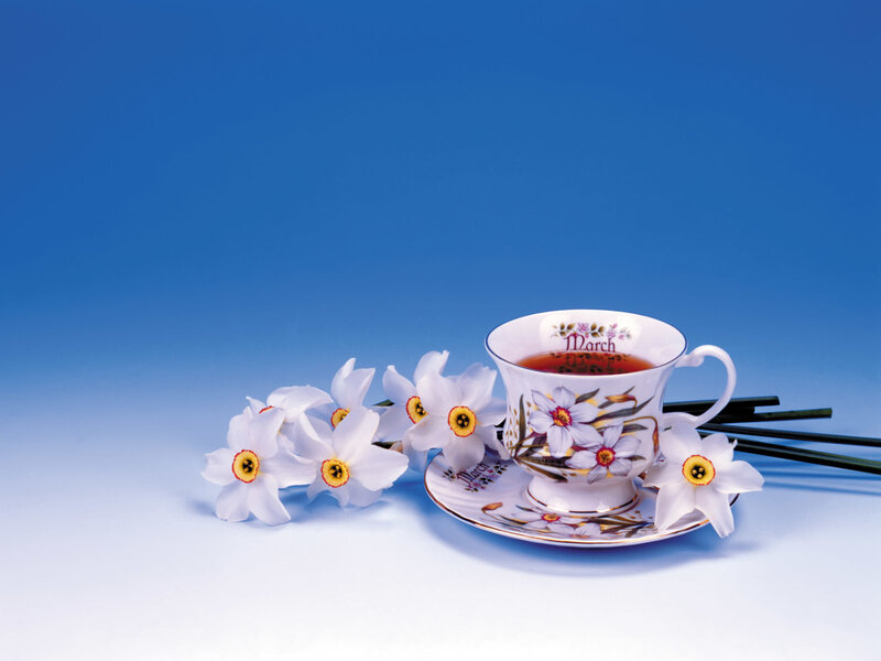 Teacup with daffodils