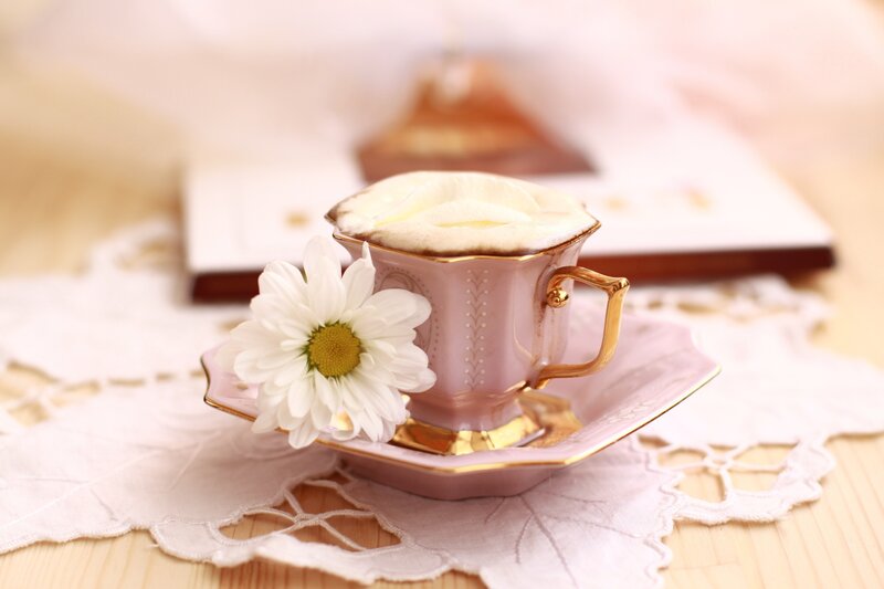 Teacup with daisy flower