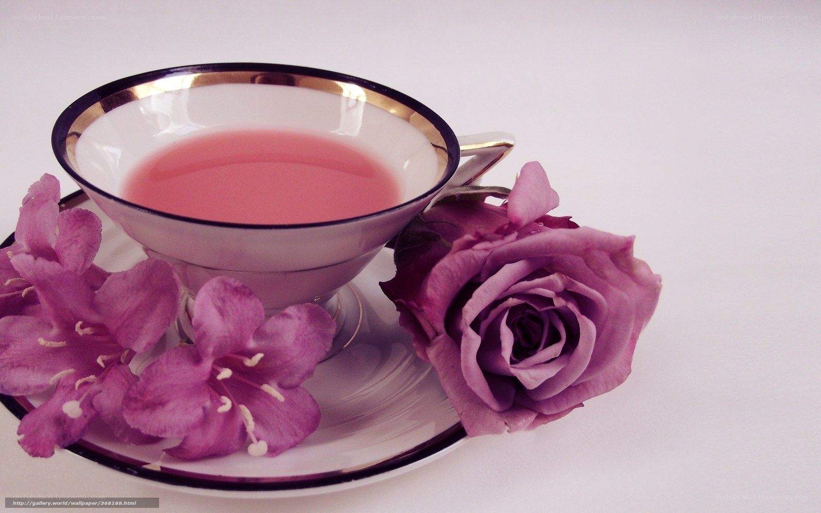Teacup with purple flowers