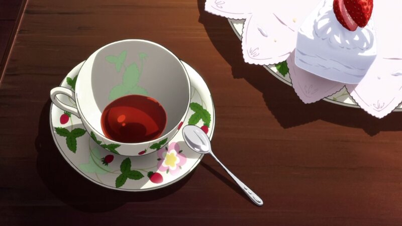 Teacup with strawberry cake