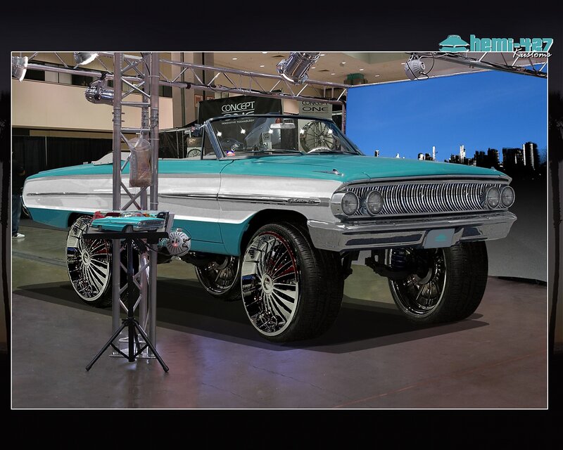 Teal and White Classic Car — Showcase