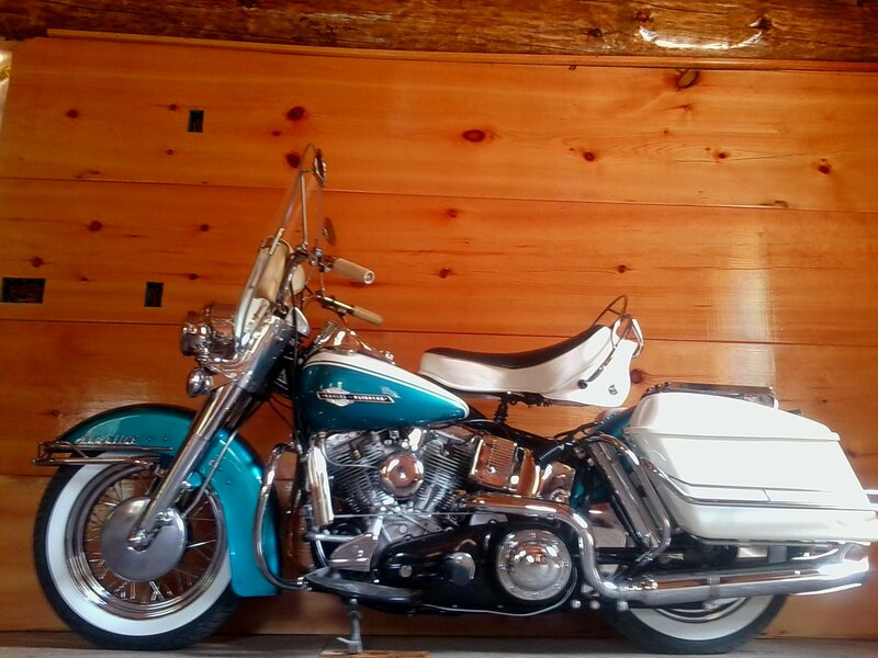 Teal and White Motorcycle — Calm