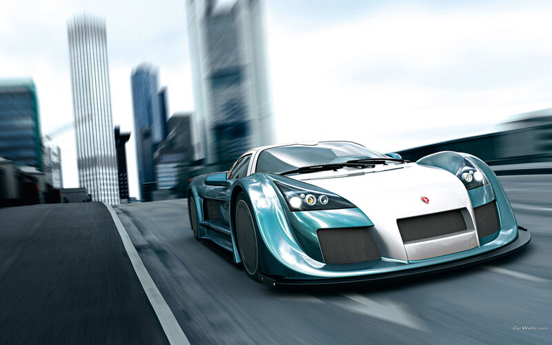 Teal and White Sports Car — Dynamic, Afternoon, 3d Render, City Skyline