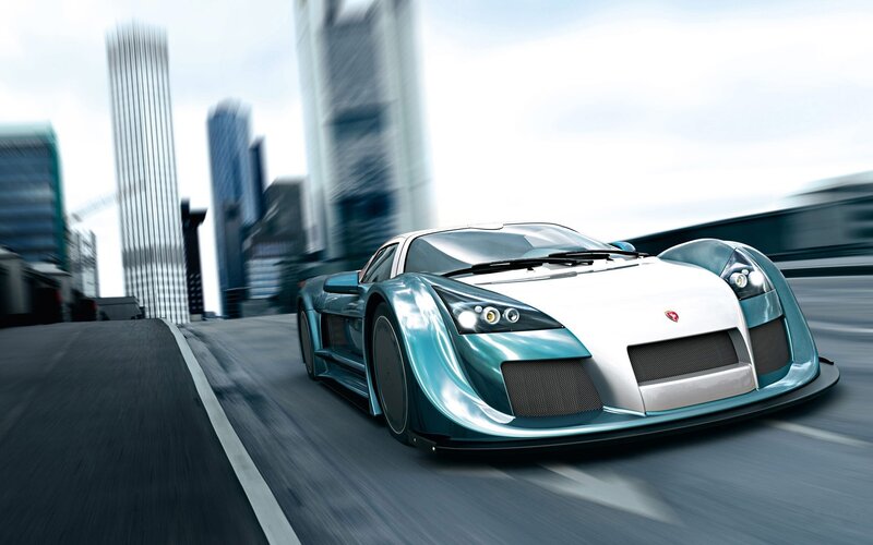 Teal and White Sports Car — Dynamic, Afternoon