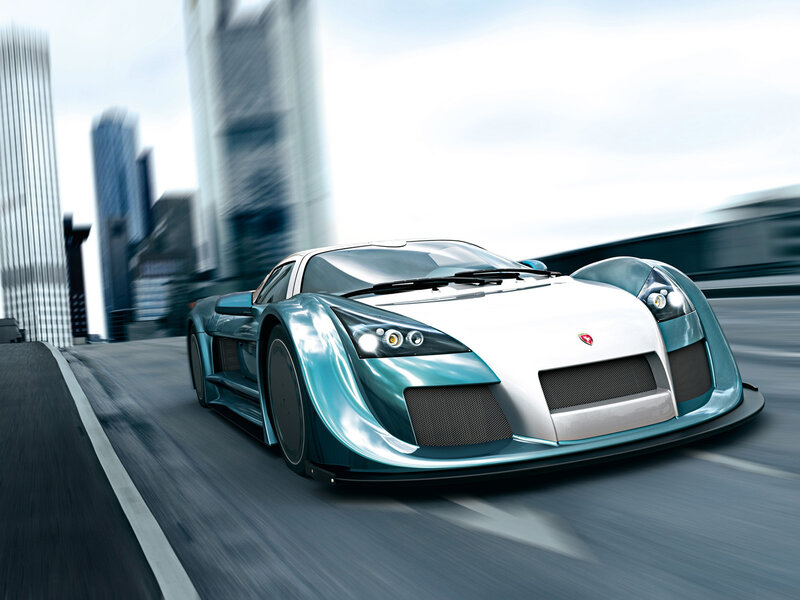 Teal and White Sports Car — Dynamic