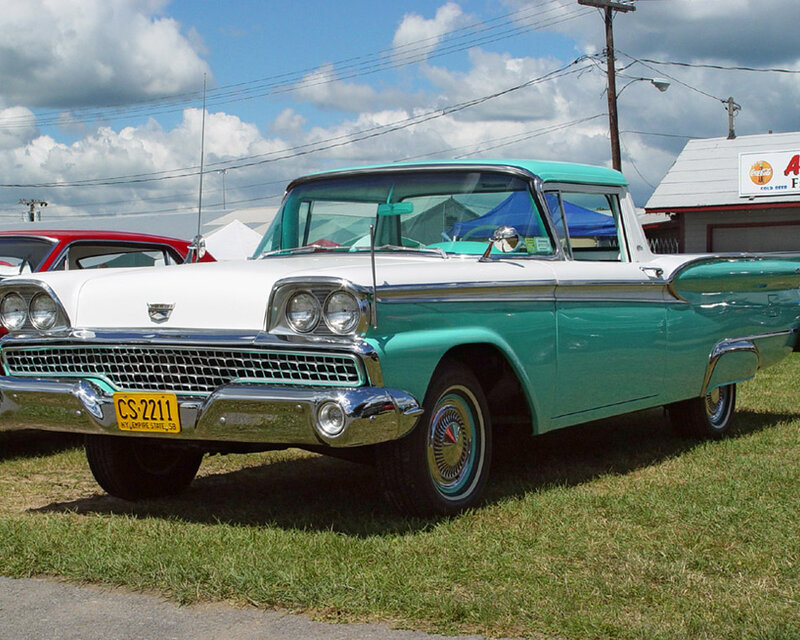 Teal and White Vintage Car