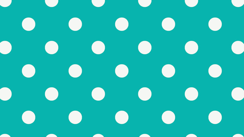 teal background with white polka dots