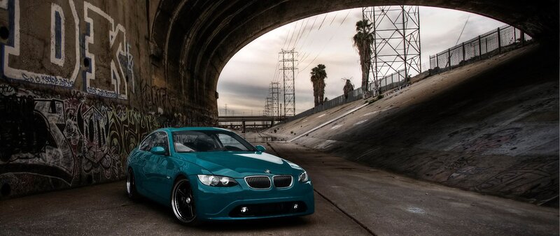 Teal BMW Car — Dramatic