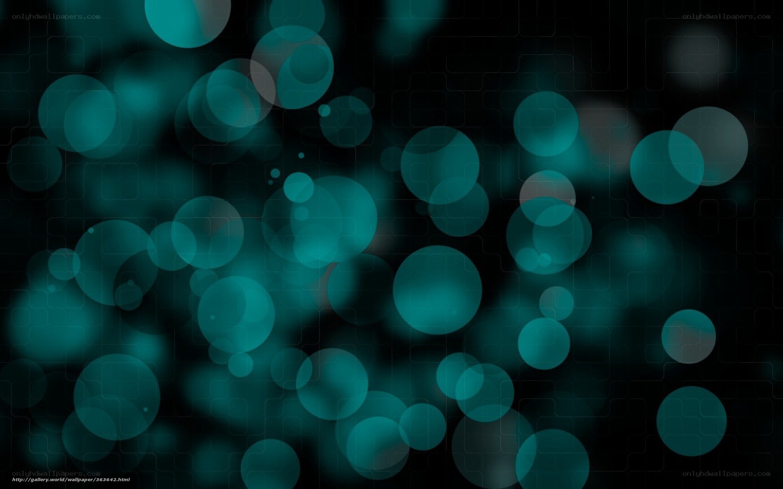 teal bokeh circles on dark background