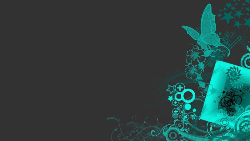 teal butterfly floral design