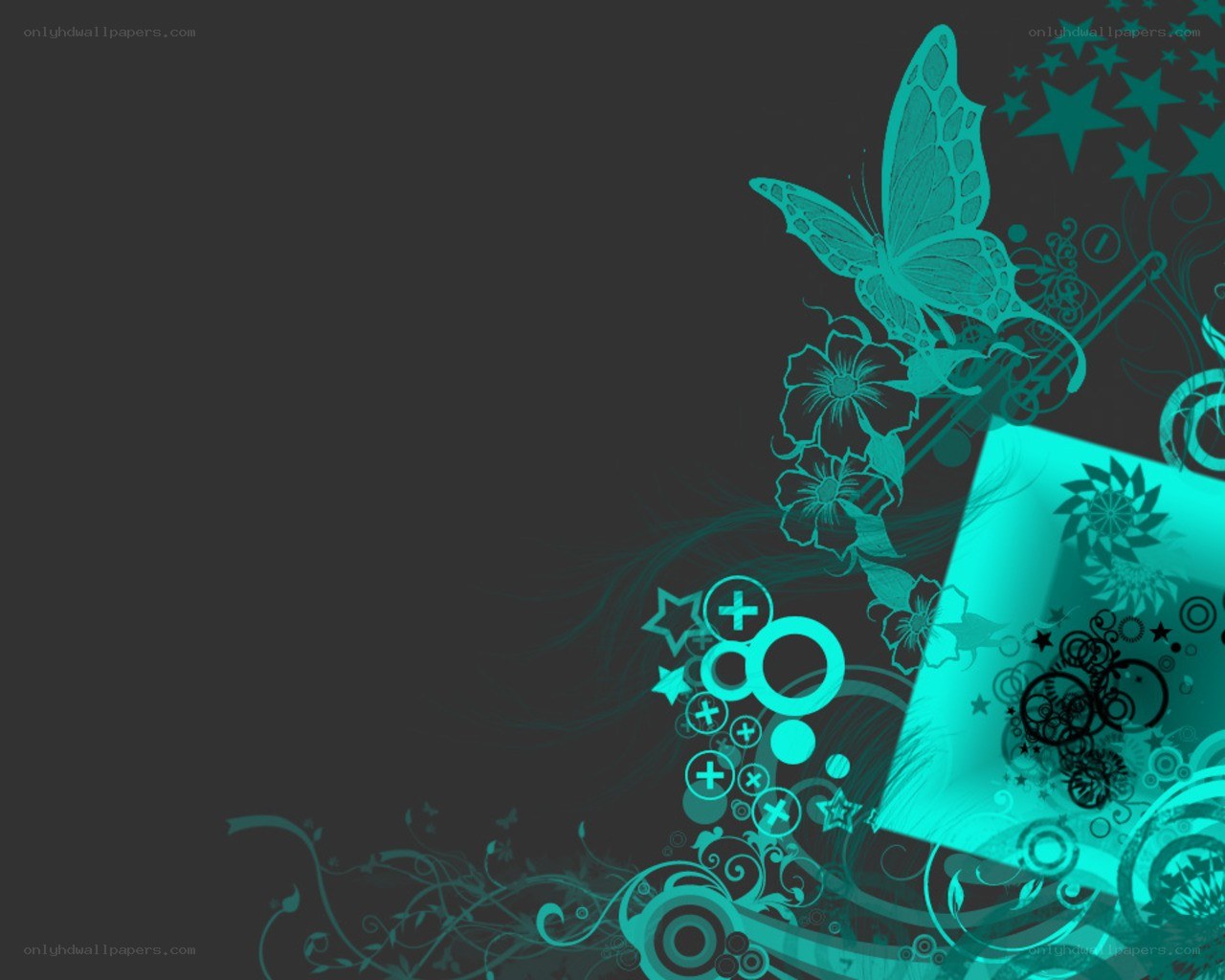 teal butterfly floral design