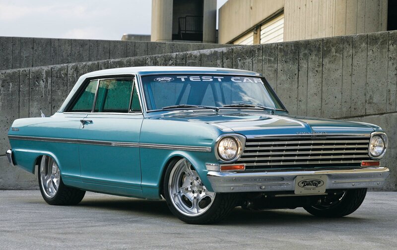 Teal Classic Car — Dramatic, Afternoon, Photograph, Concrete Wall