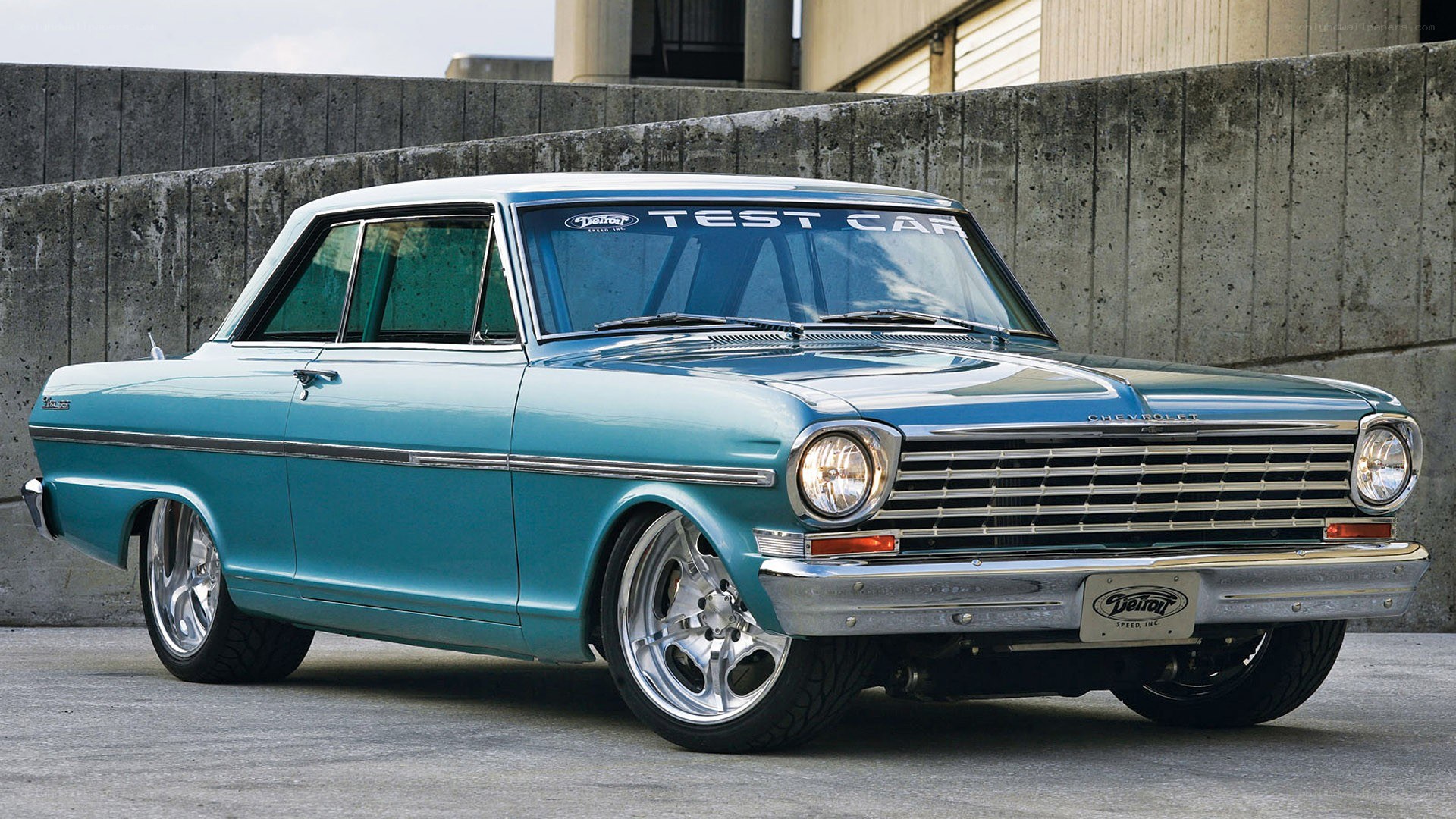 teal classic chevrolet test car
