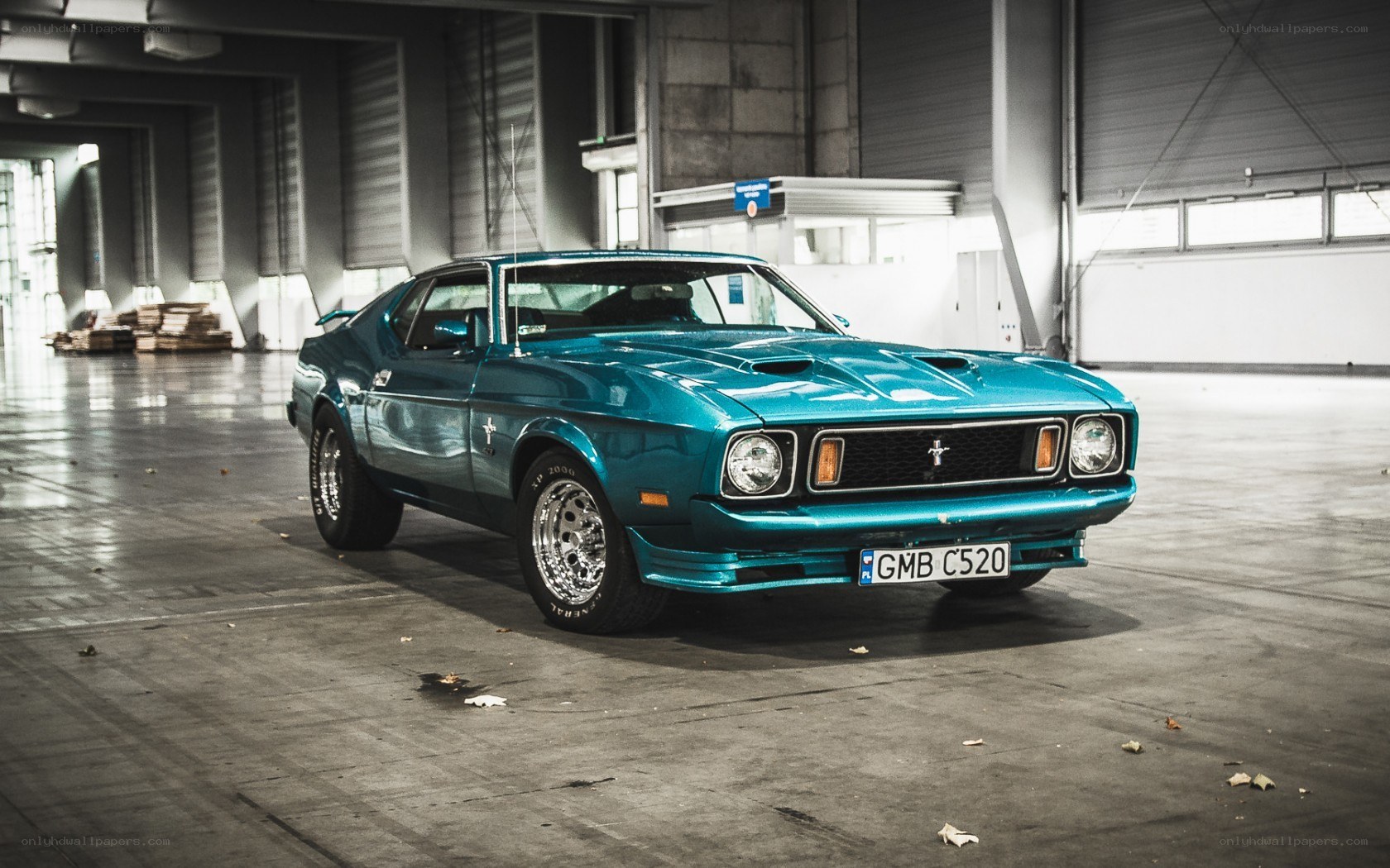 Teal classic muscle car