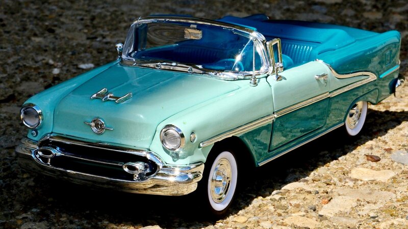 Teal Convertible Car — Dramatic, Afternoon, Photograph