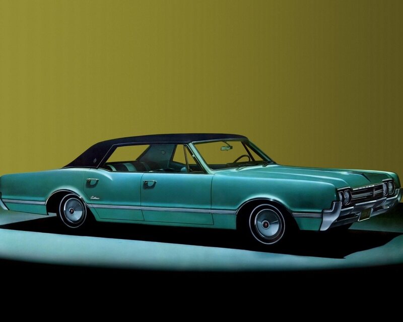 Teal Convertible Car — Dramatic, Illustration