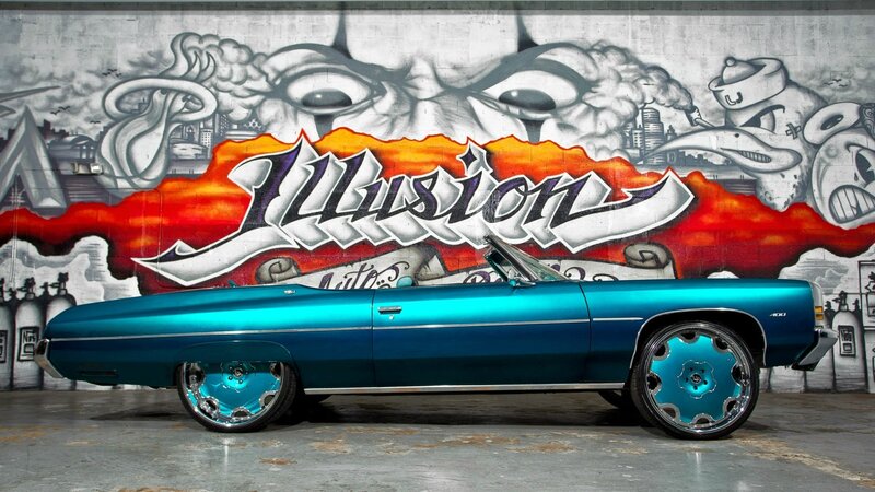 Teal Convertible Car — Dramatic, Photograph