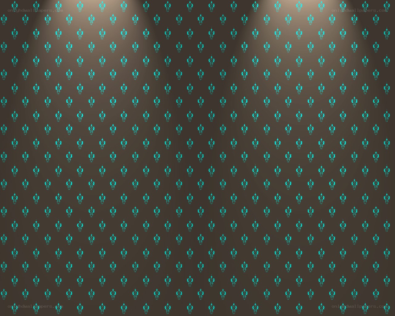 teal damask pattern on brown