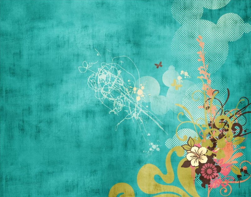 teal floral abstract design