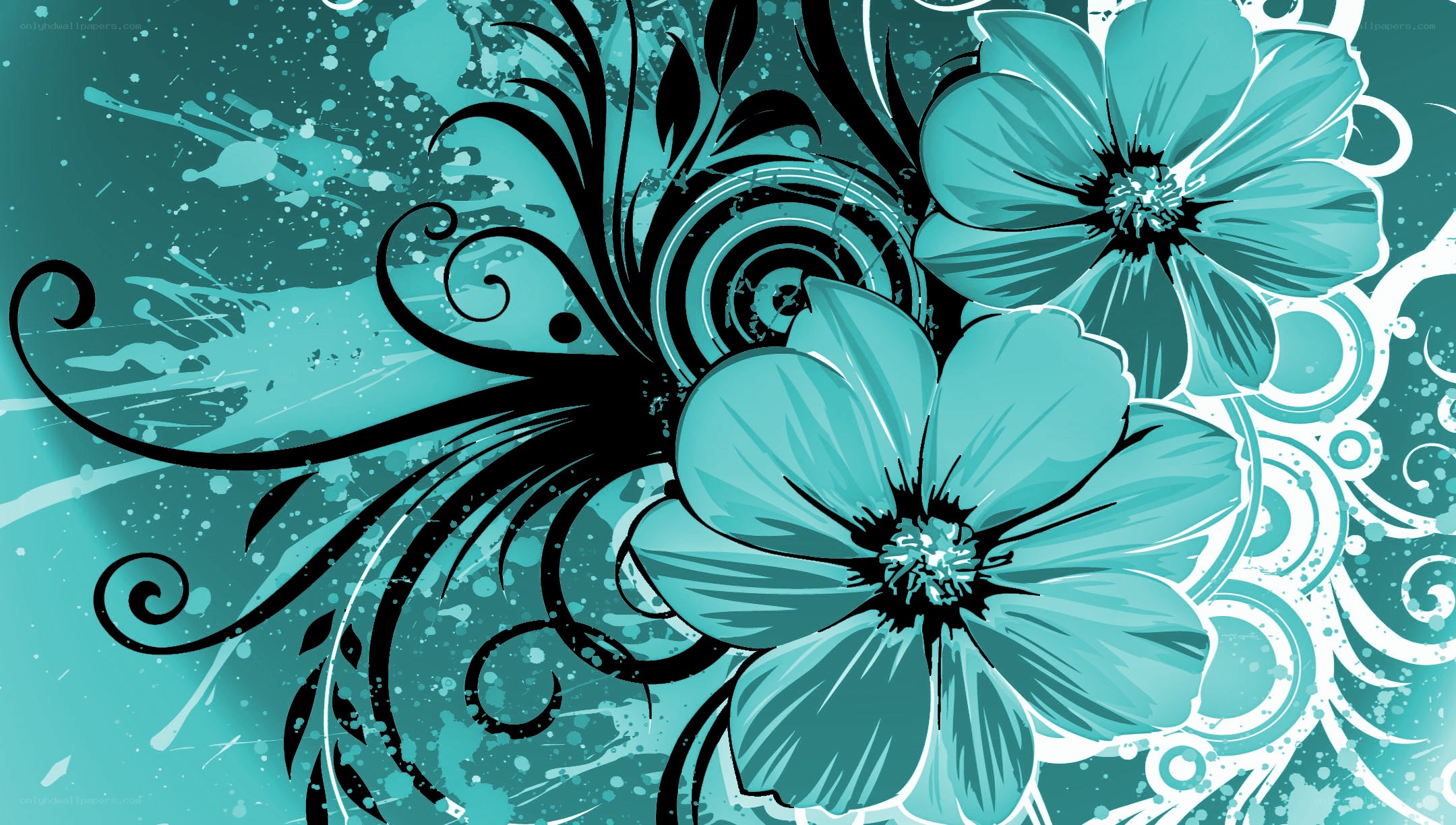 teal floral abstract design