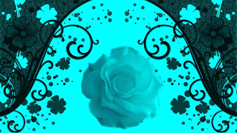 teal floral rose design