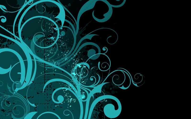 teal floral swirl design