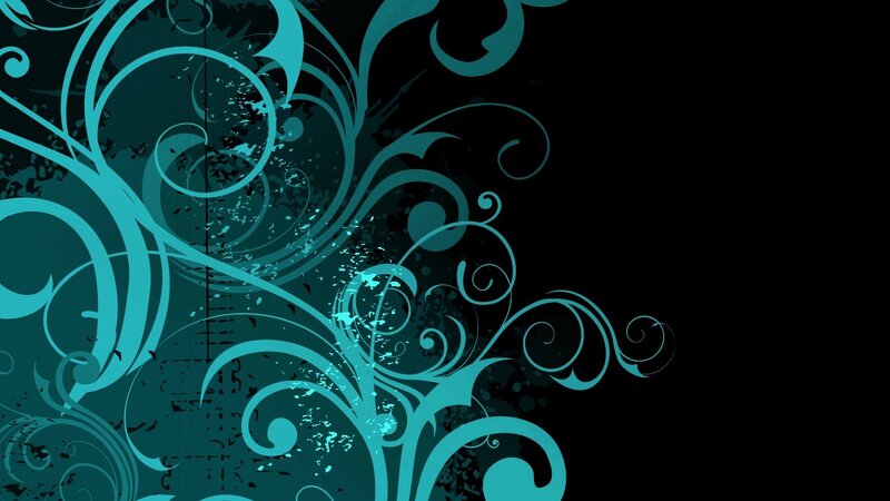 teal floral swirl design