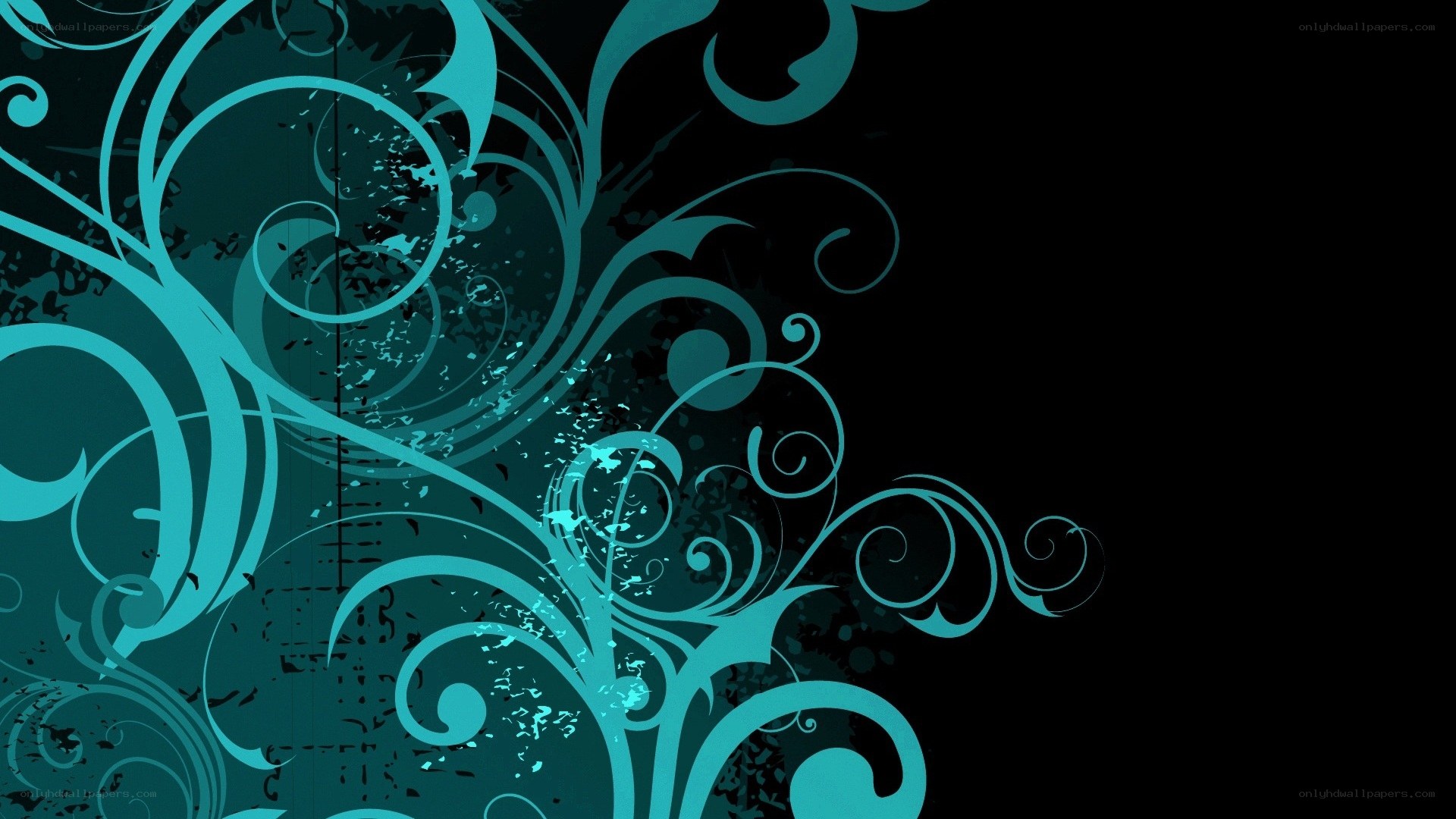 teal floral swirl design