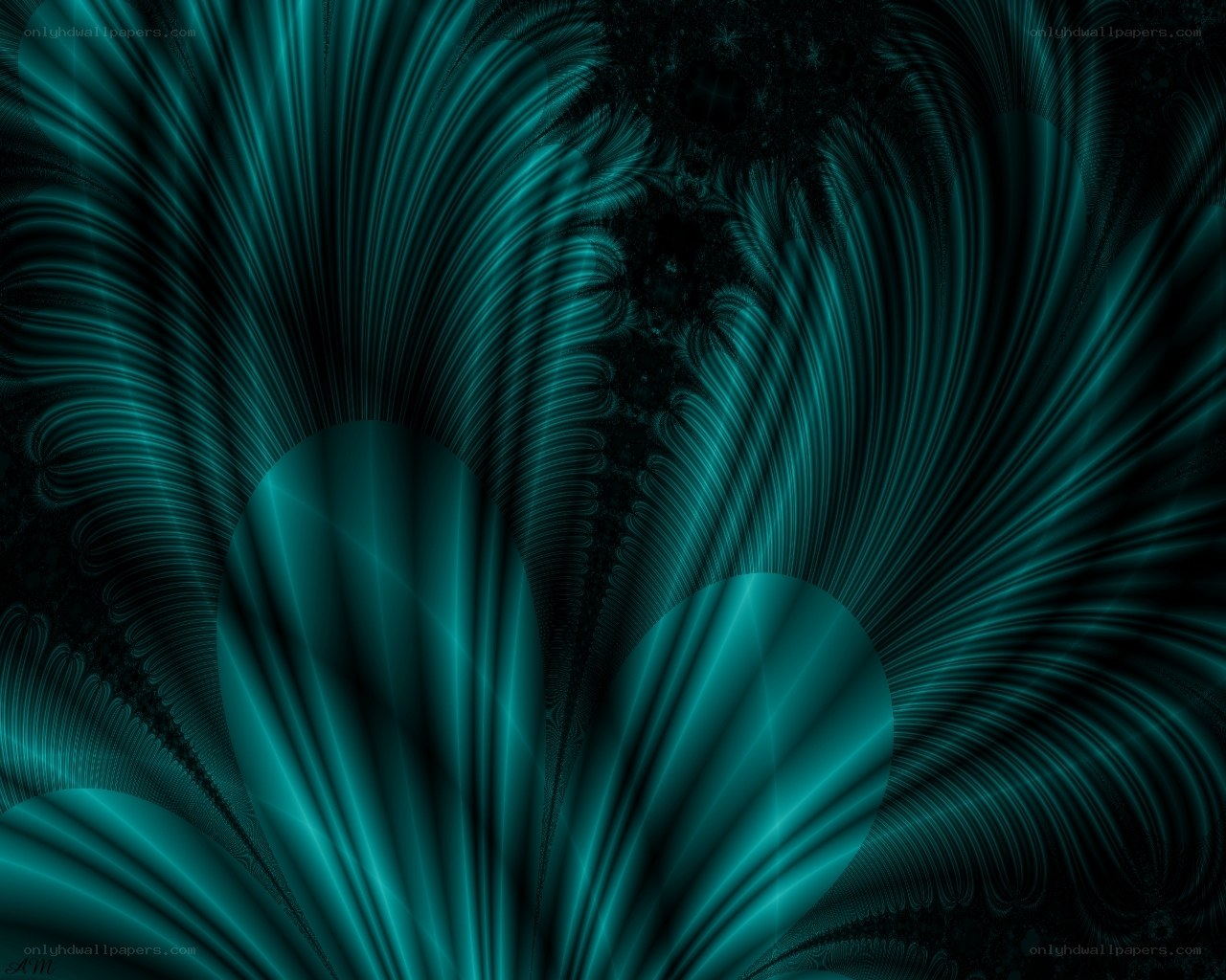 teal fractal abstract art