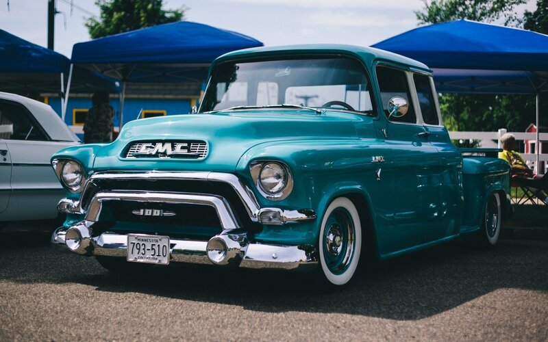Teal Gmc Pickup Truck — Outdoor