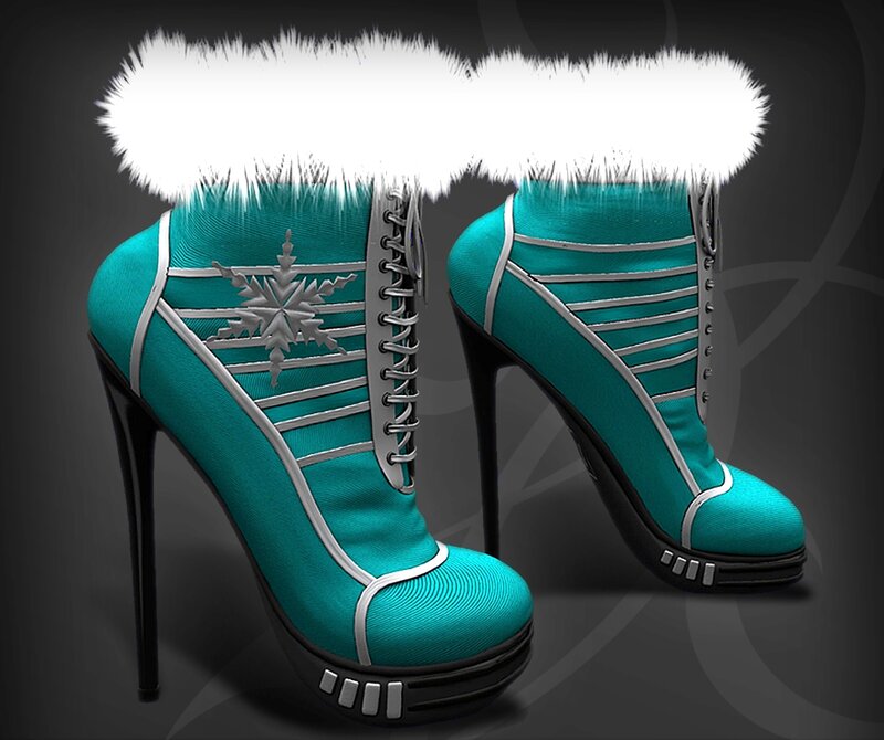 Teal High-heeled Boots