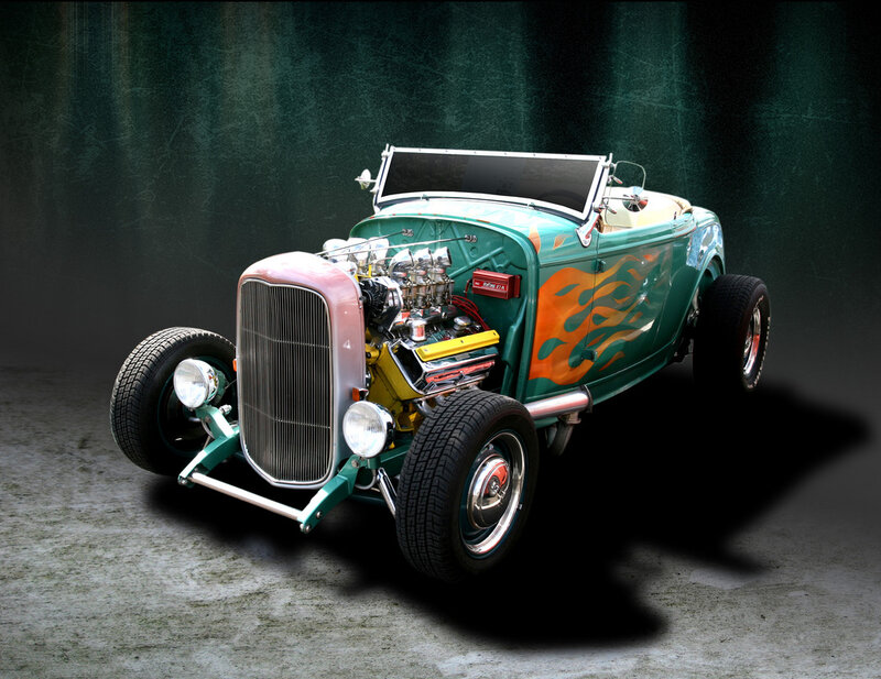 Teal Hot Rod Car — Dramatic