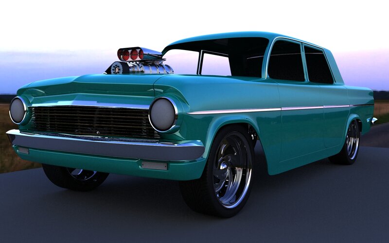 Teal Hot Rod Car