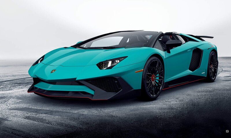 Teal Lamborghini Aventador — Dramatic, Photograph